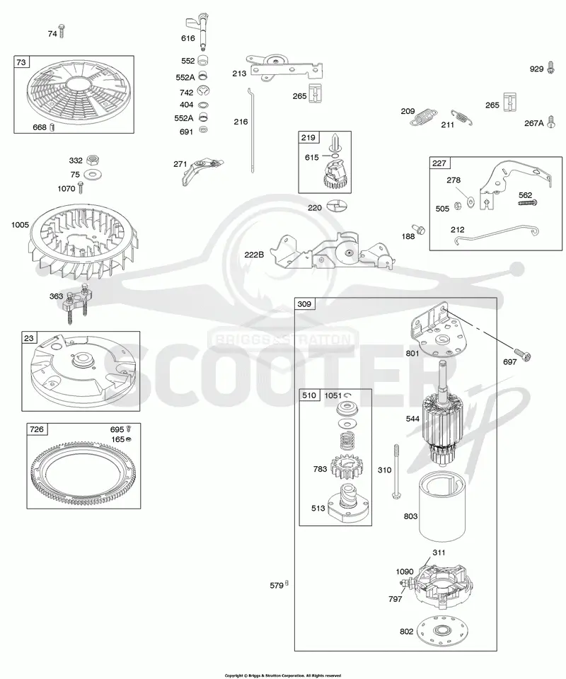 Controls, Electric Starter, Flywheel