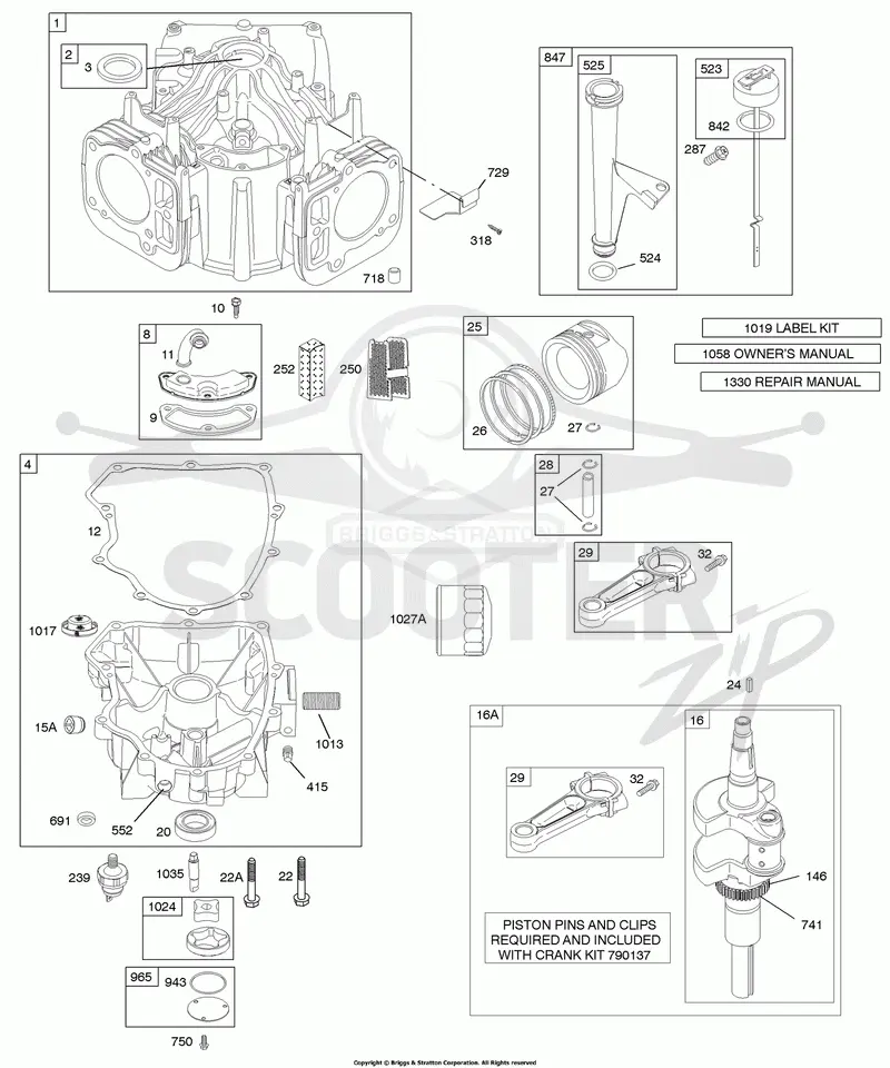 Crankcase Cover/Sump, Crankshaft, Cylinder, Lubrication, Piston, Rings, Connecting Rod