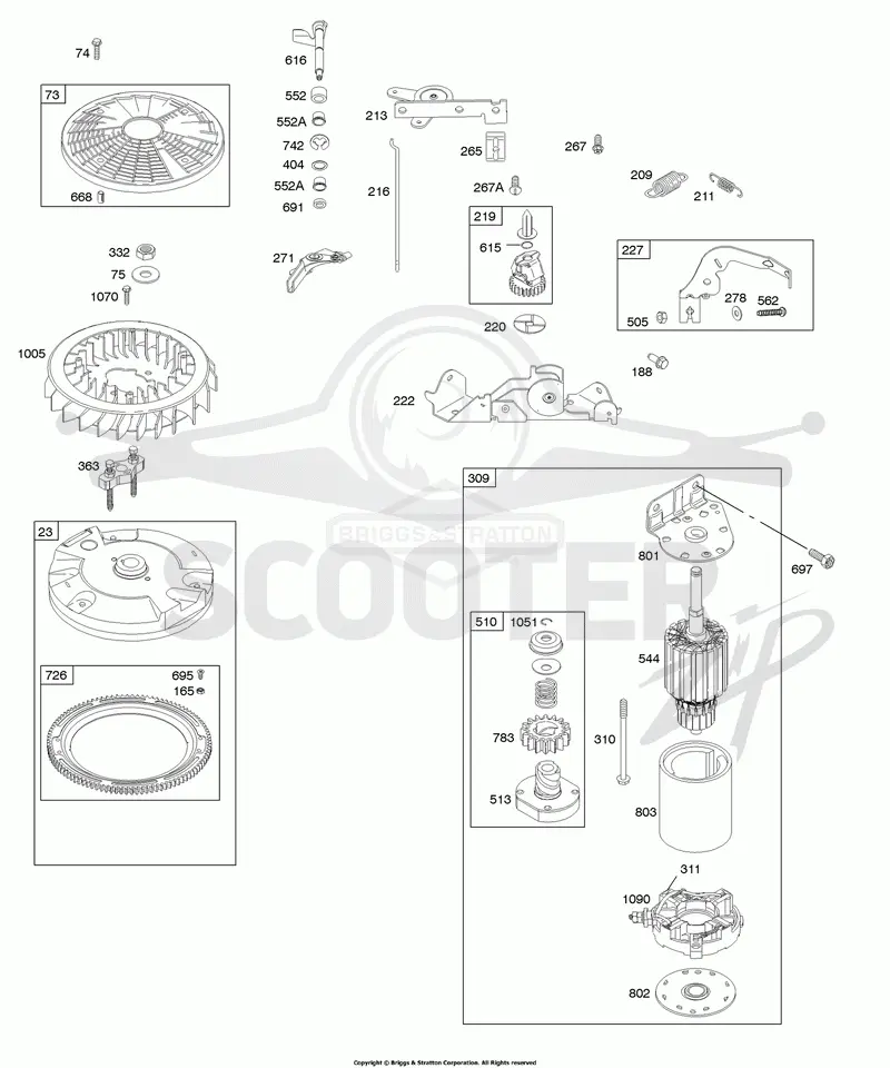 Controls, Electric Starter, Flywheel
