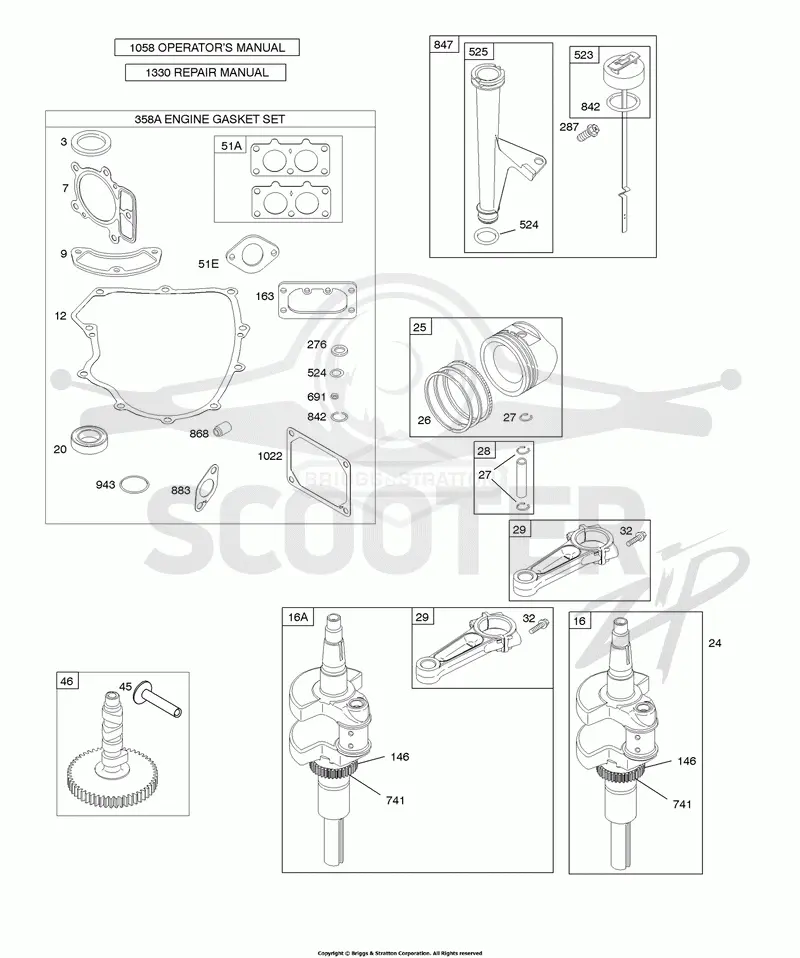 Camshaft, Crankshaft, Gasket Set - Engine, Lubrication, Piston, Rings, Connecting Rod