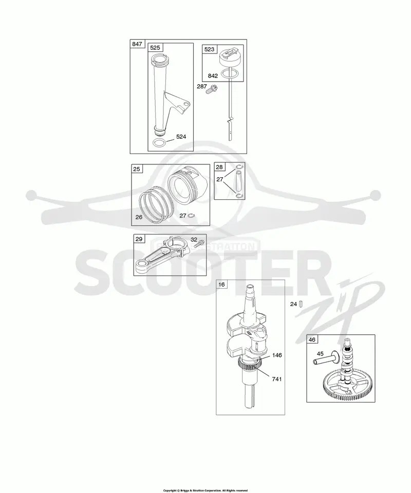 Camshaft, Crankshaft, Lubrication, Piston, Rings, Connecting Rod