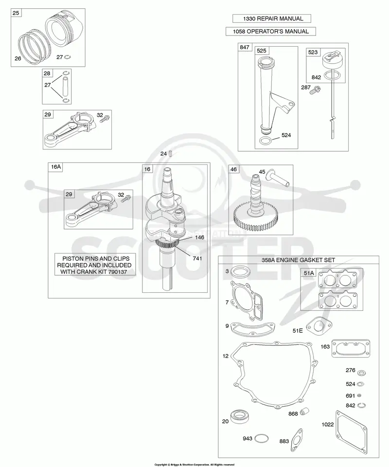 Camshaft, Crankshaft, Gasket Set - Engine, Lubrication, Piston, Rings, Connecting Rod