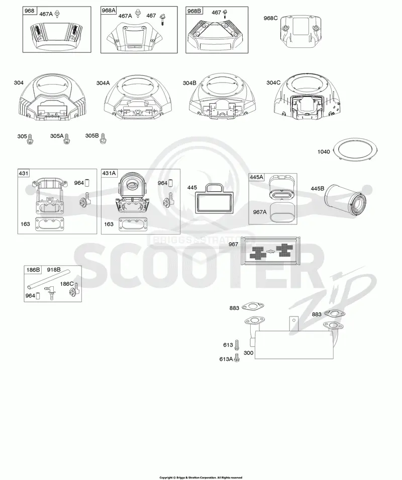 Blower Housing, Air Cleaner, Muffler