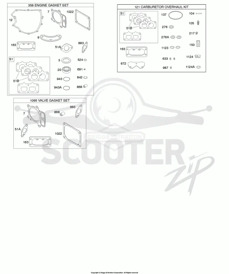 Engine/Valve Gasket Set, Carburetor Overhaul Kit