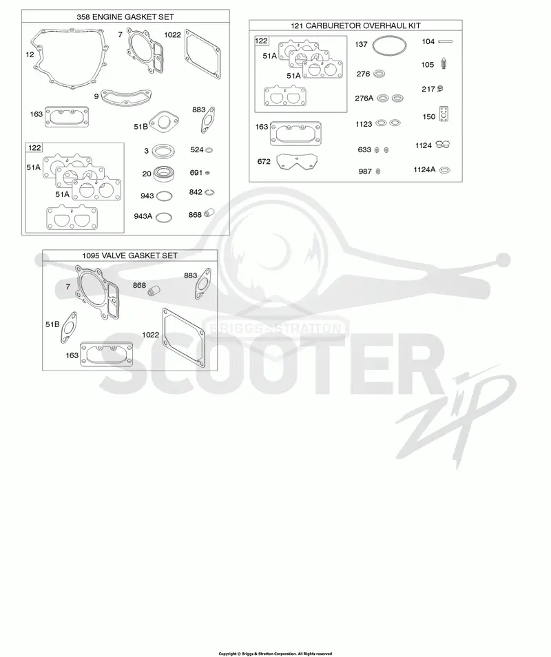 Engine/Valve Gasket Set, Carburetor Overhaul Kit