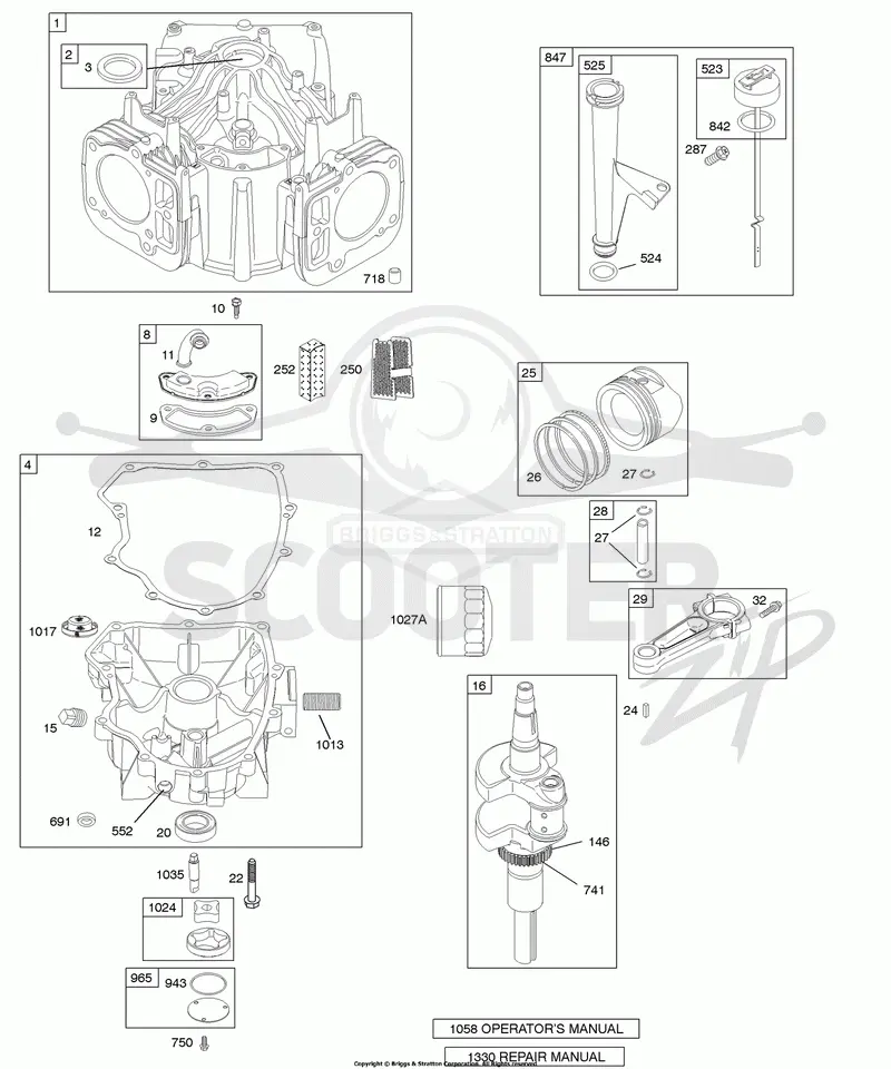 Crankcase Sump, Crankshaft, Cylinder, Lubrication, Piston, Rings, Connecting Rod