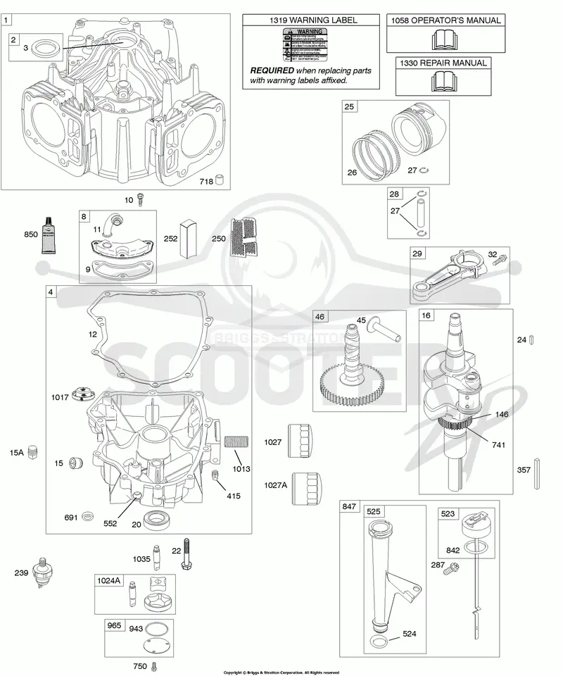 Camshaft, Crankshaft, Cylinder, Engine Sump, Lubrication, Pistons, Rings, Connecting Rods
