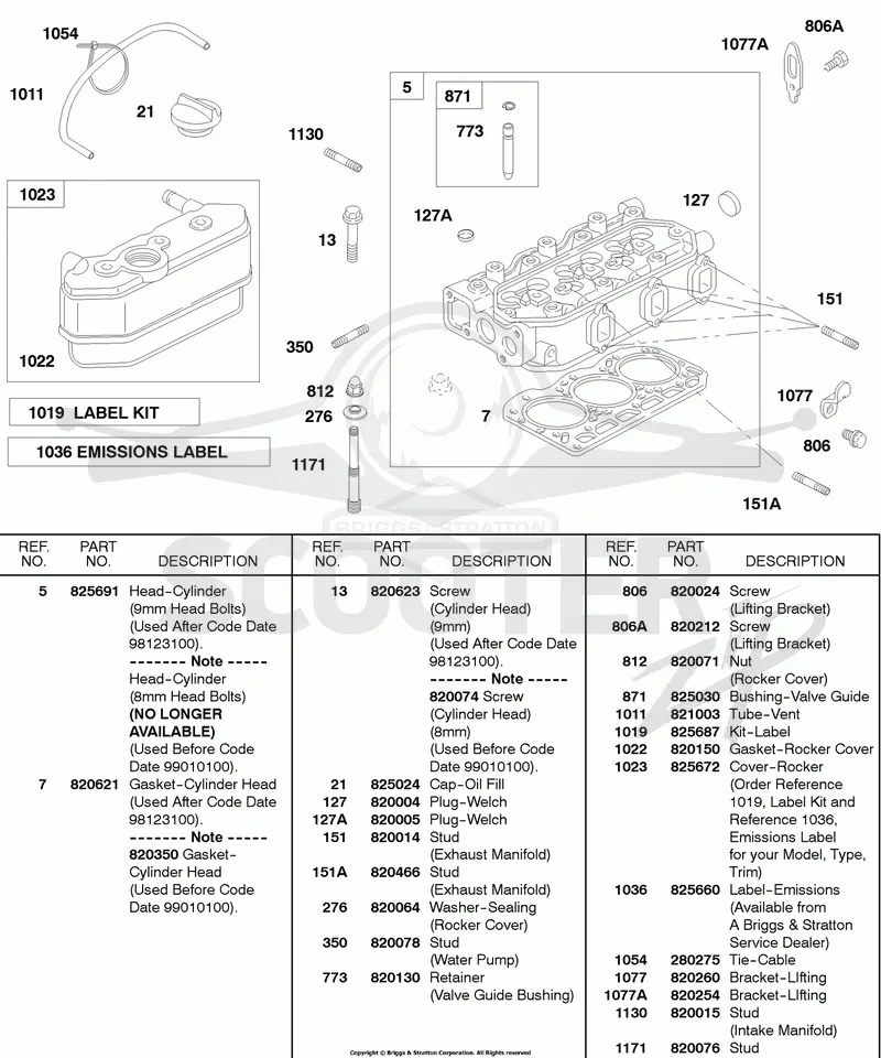 Head, Rocker Cover, Labels