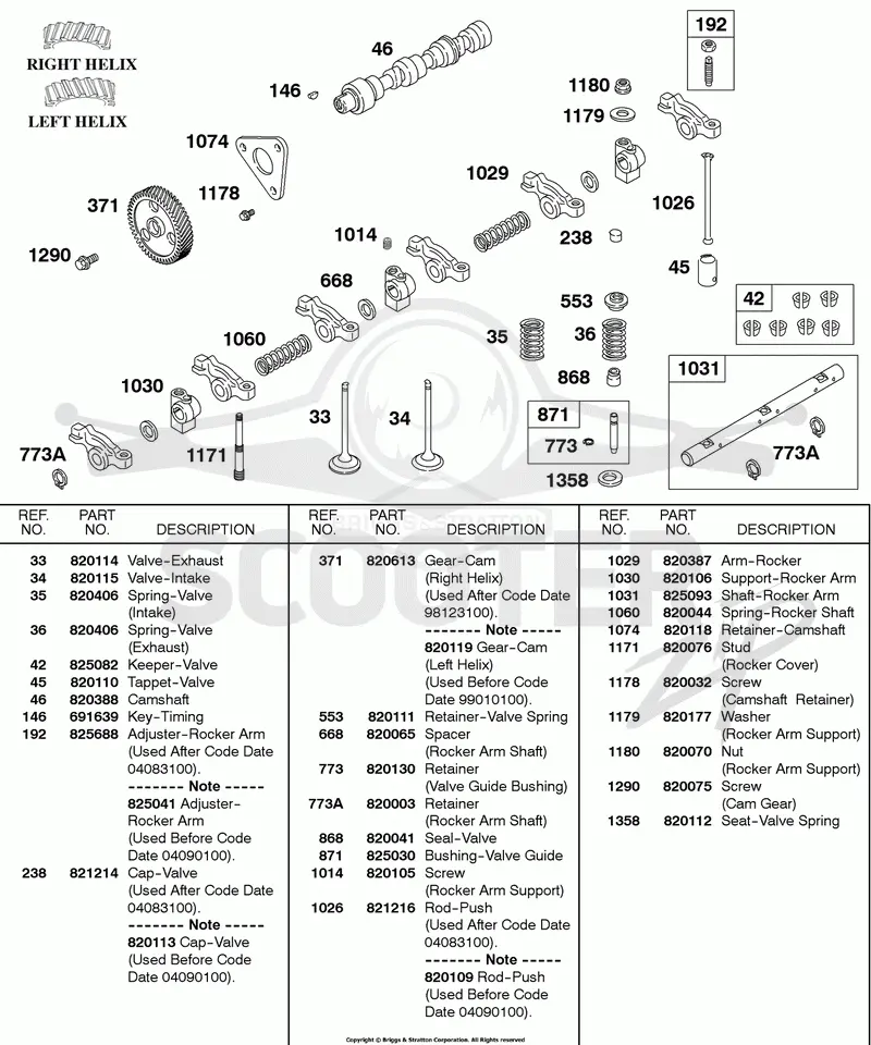 Rocker Arm Shaft, Camshaft