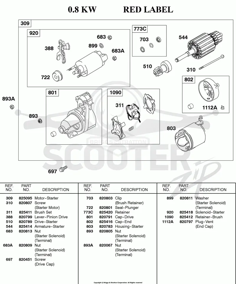 Starter Motor     0.8KW  RED LABEL