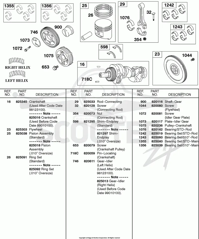 Crankshaft, Flywheel, Piston/Rings/Connecting Rods