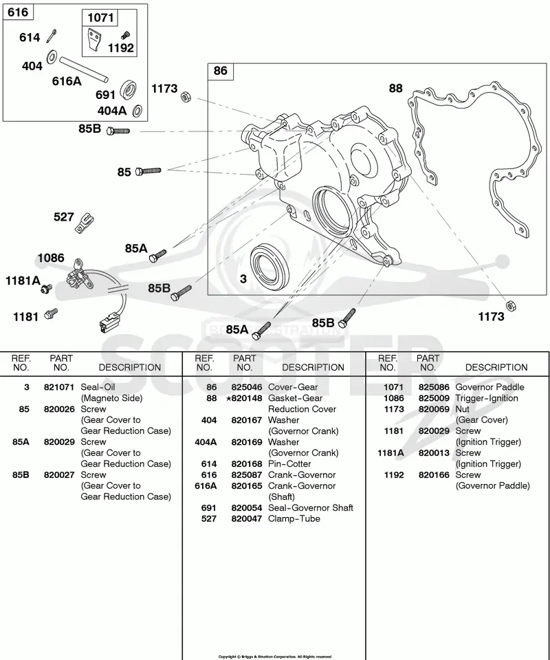 Gear Cover, Ignition Trigger, Governor Crank