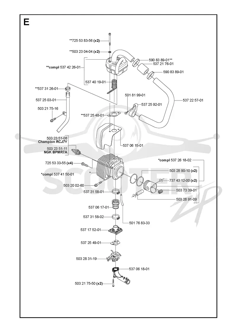 CYLINDER, PISTON & MUFFLER
