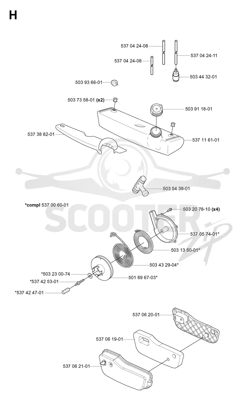 FUEL TANK, STARTER & AIR FILTER