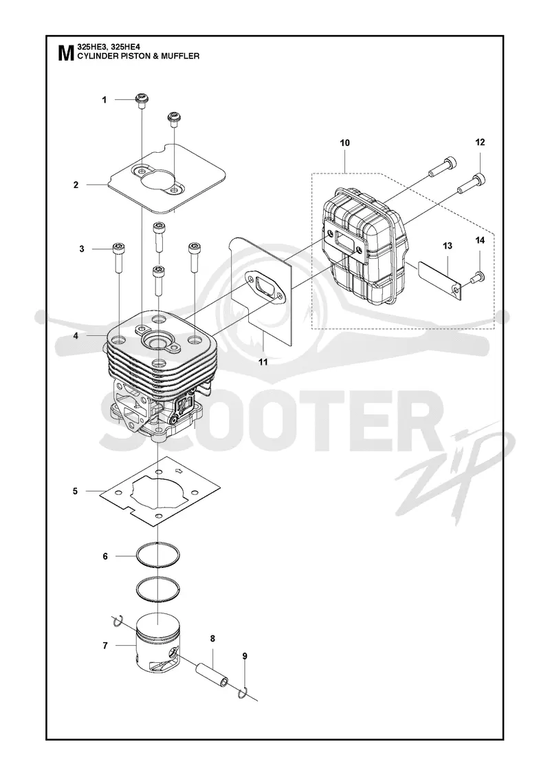 CYLINDER, PISTON & MUFFLER