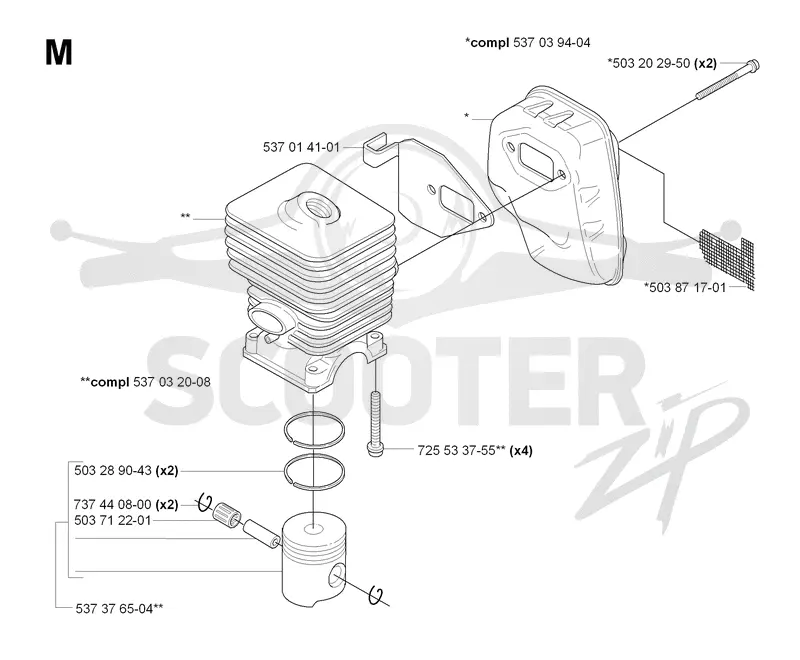 CYLINDER, PISTON & MUFFLER