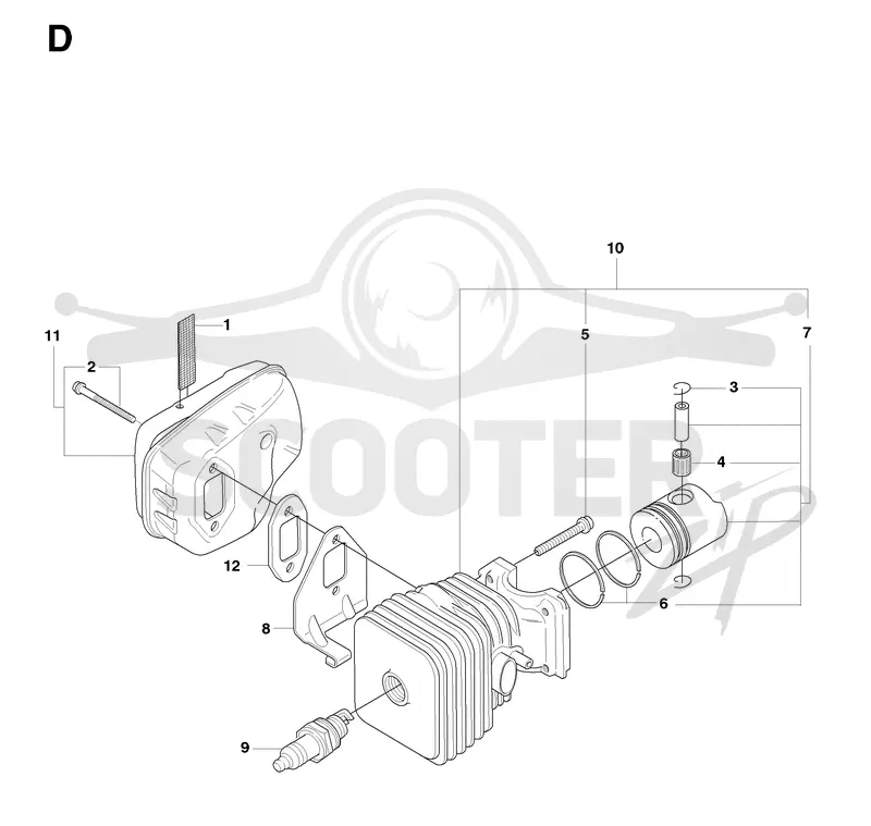 CYLINDER, PISTON & MUFFLER