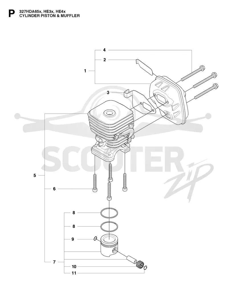 CYLINDER, PISTON & MUFFLER