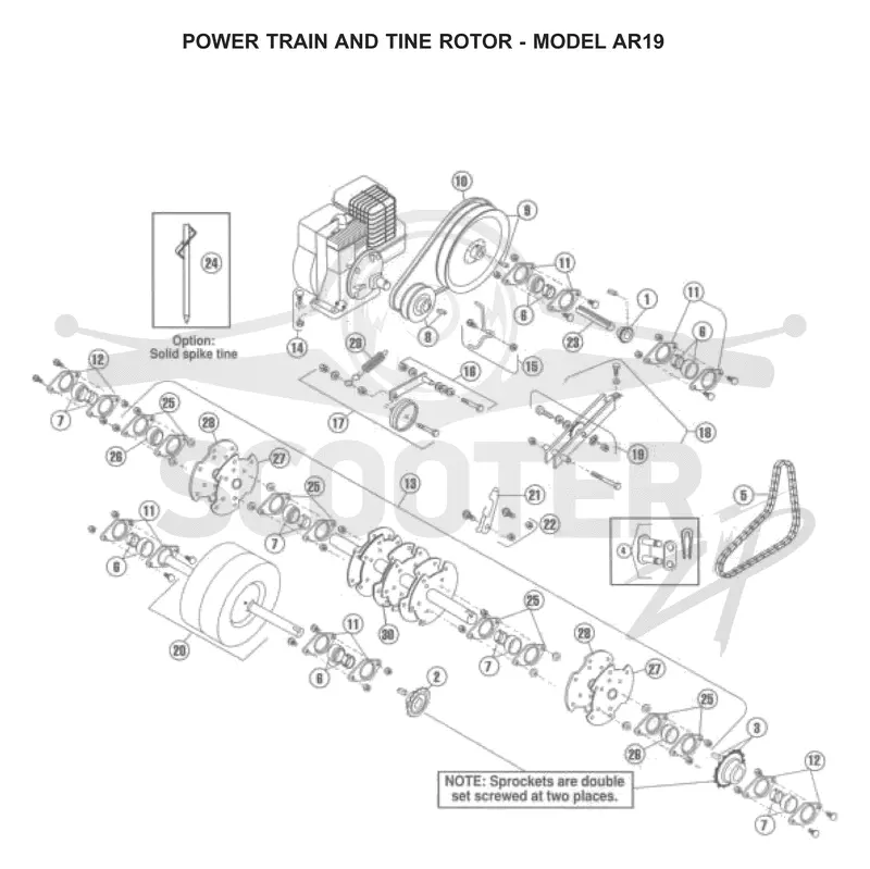 POWER TRAIN & TINE MOTOR