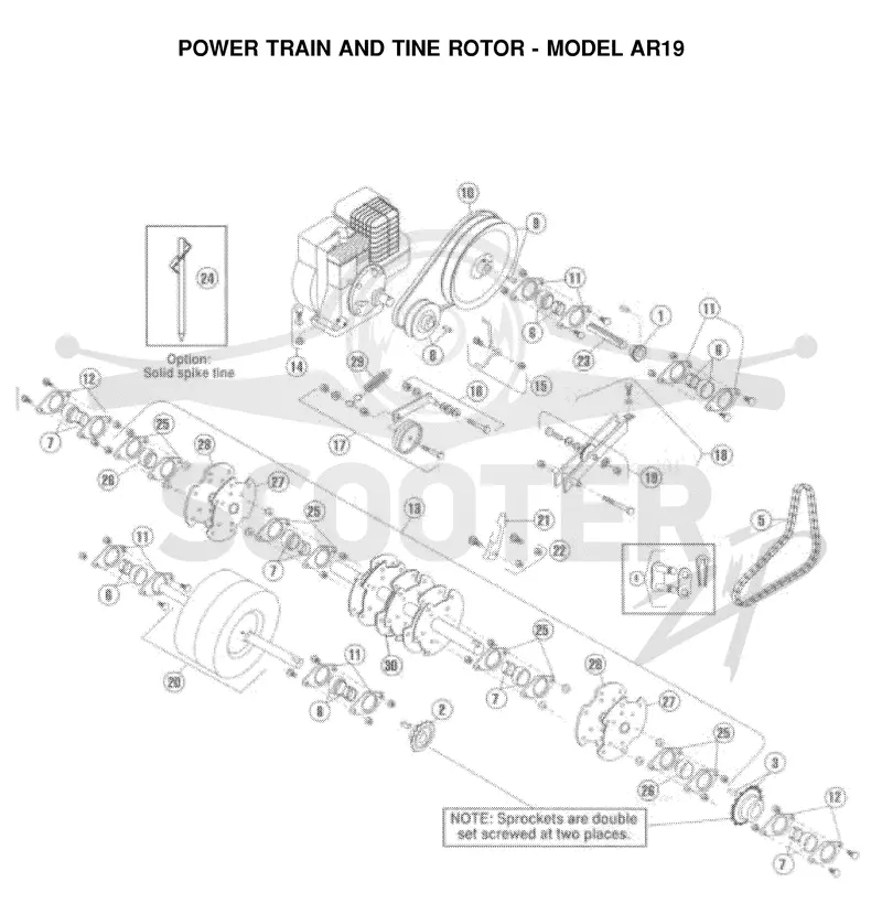 POWER TRAIN & TINE MOTOR