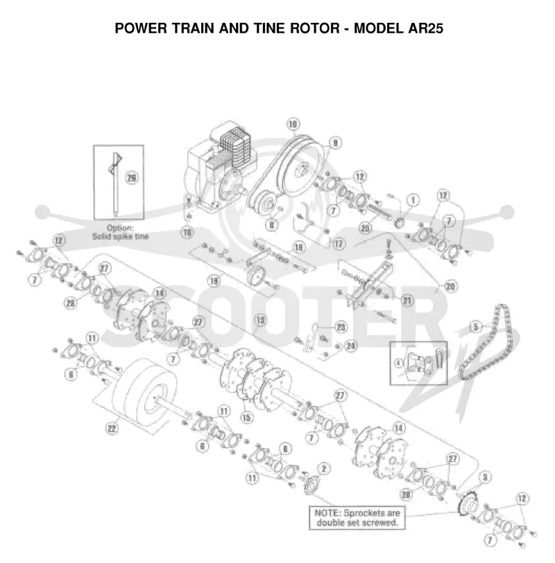 POWER TRAIN & TINE MOTOR