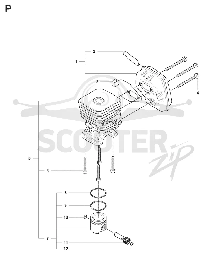 CYLINDER, PISTON & MUFFLER