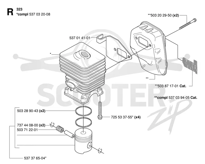 CYLINDER, PISTON & MUFFLER