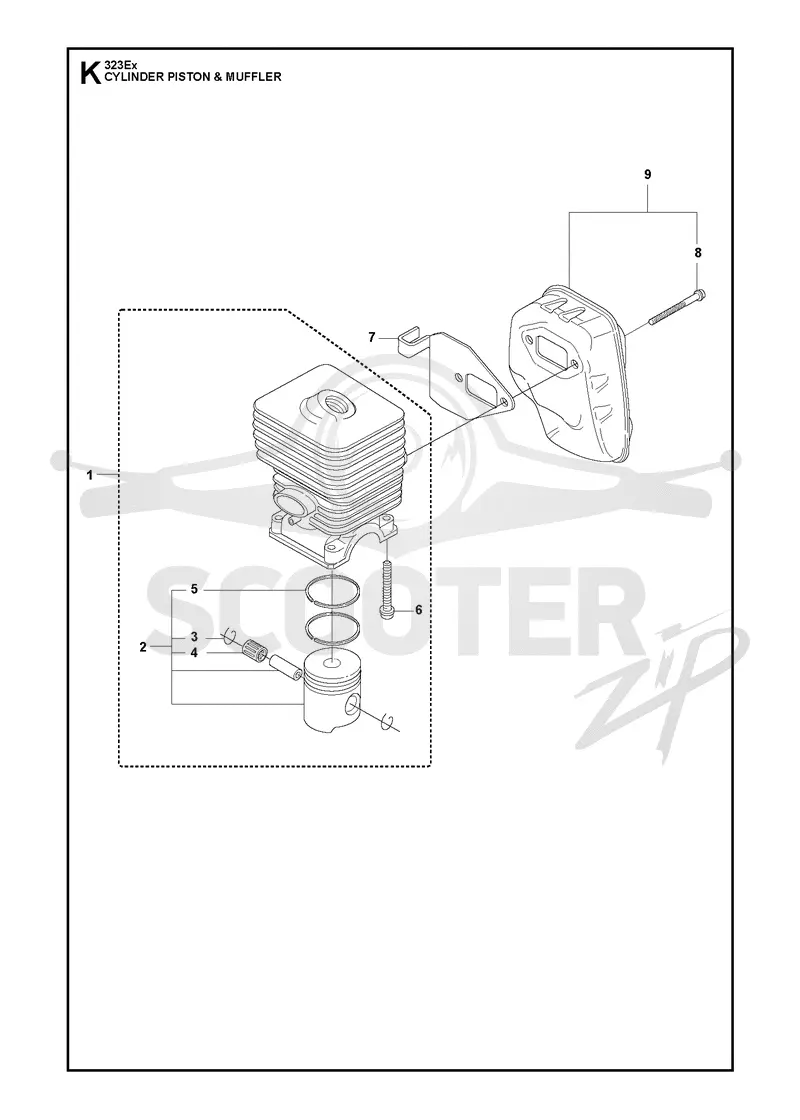 CYLINDER, PISTON & MUFFLER