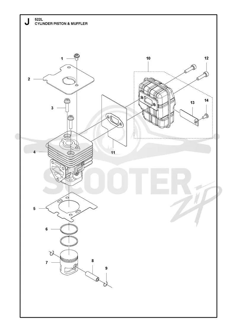 CYLINDER, PISTON & MUFFLER
