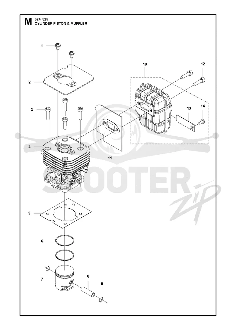 CYLINDER, PISTON & MUFFLER