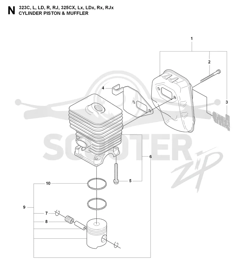 CYLINDER, PISTON & MUFFLER