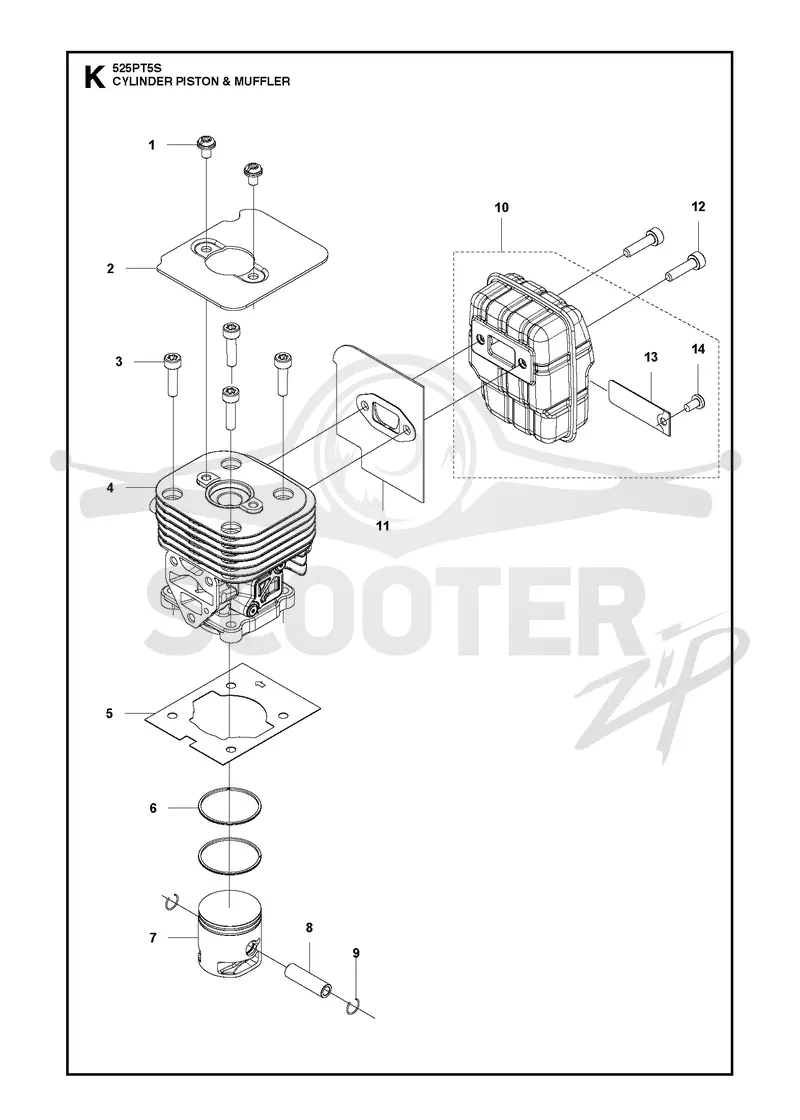 CYLINDER, PISTON & MUFFLER