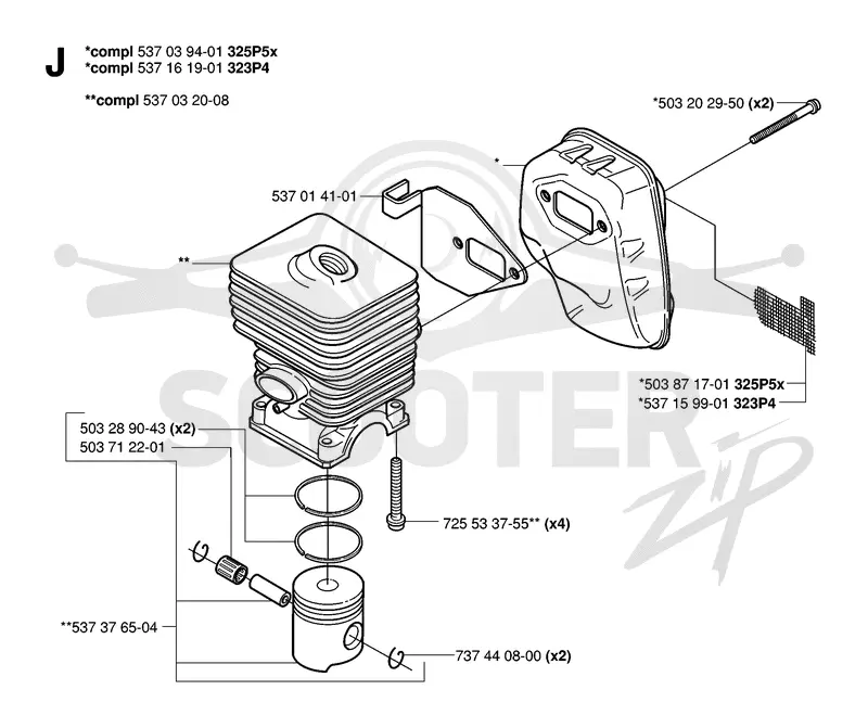 CYLINDER, PISTON & MUFFLER