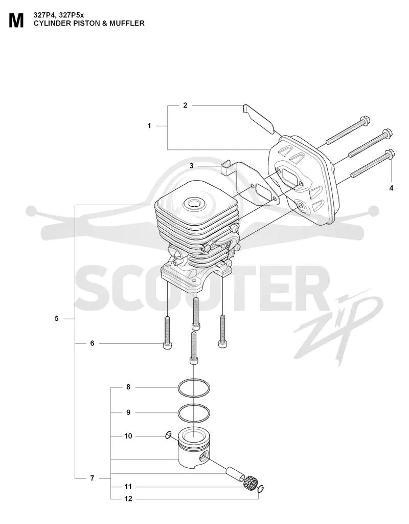 CYLINDER, PISTON & MUFFLER