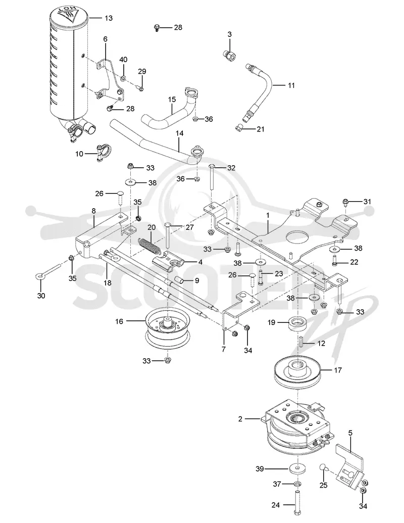 ENGINE MOUNTING, GUARDS & MUFFLER