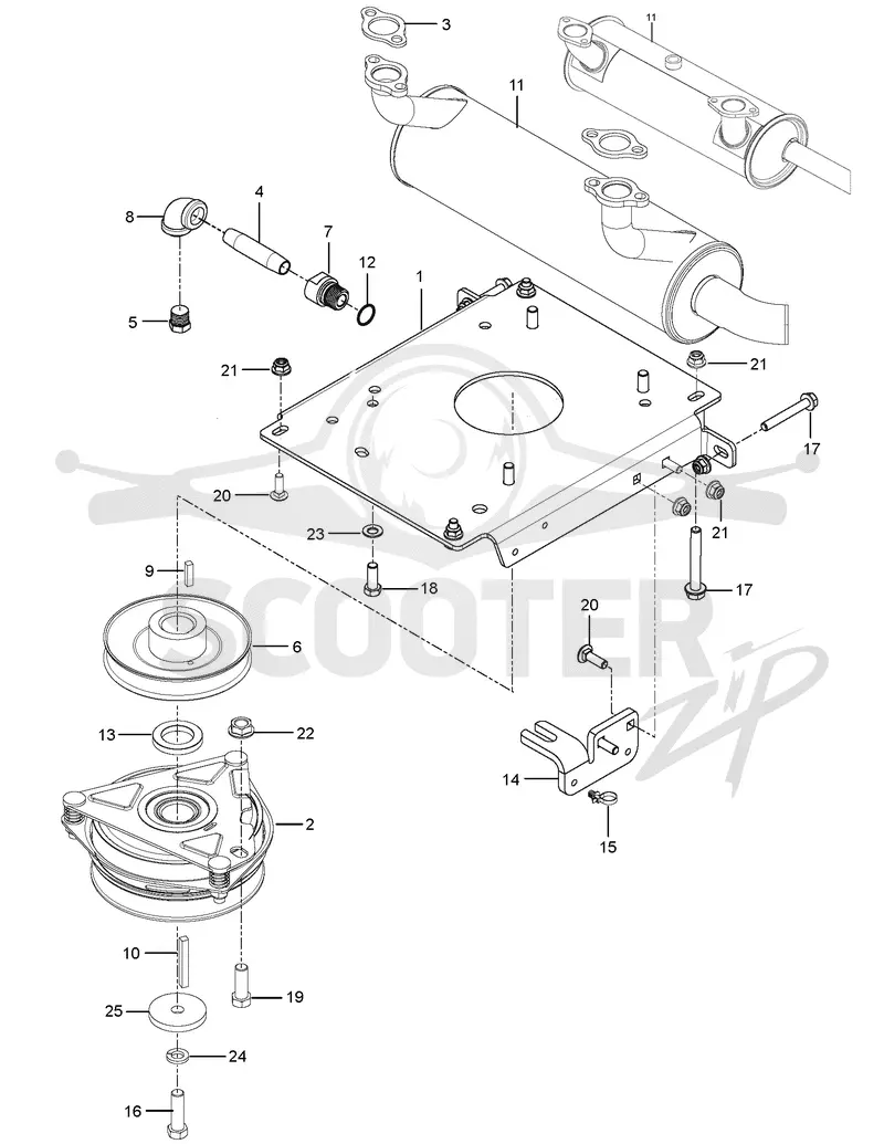ENGINE MOUNTING, GUARDS & MUFFLER