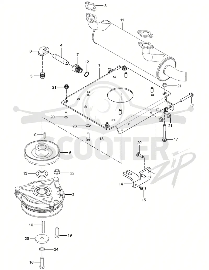 ENGINE MOUNTING, GUARDS & MUFFLER