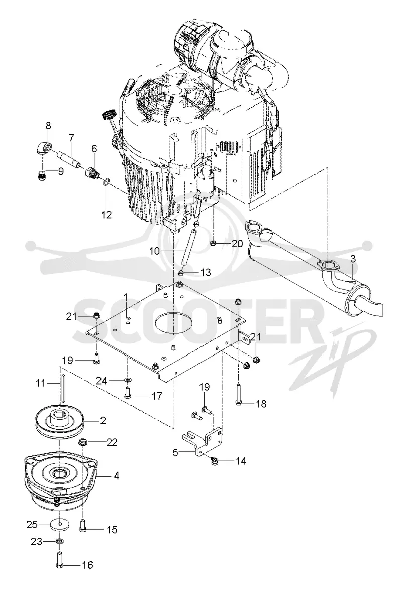 ENGINE MOUNTING, GUARDS & MUFFLER