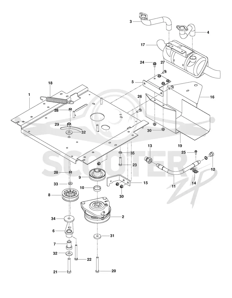 ENGINE MOUNTING, GUARDS & MUFFLER