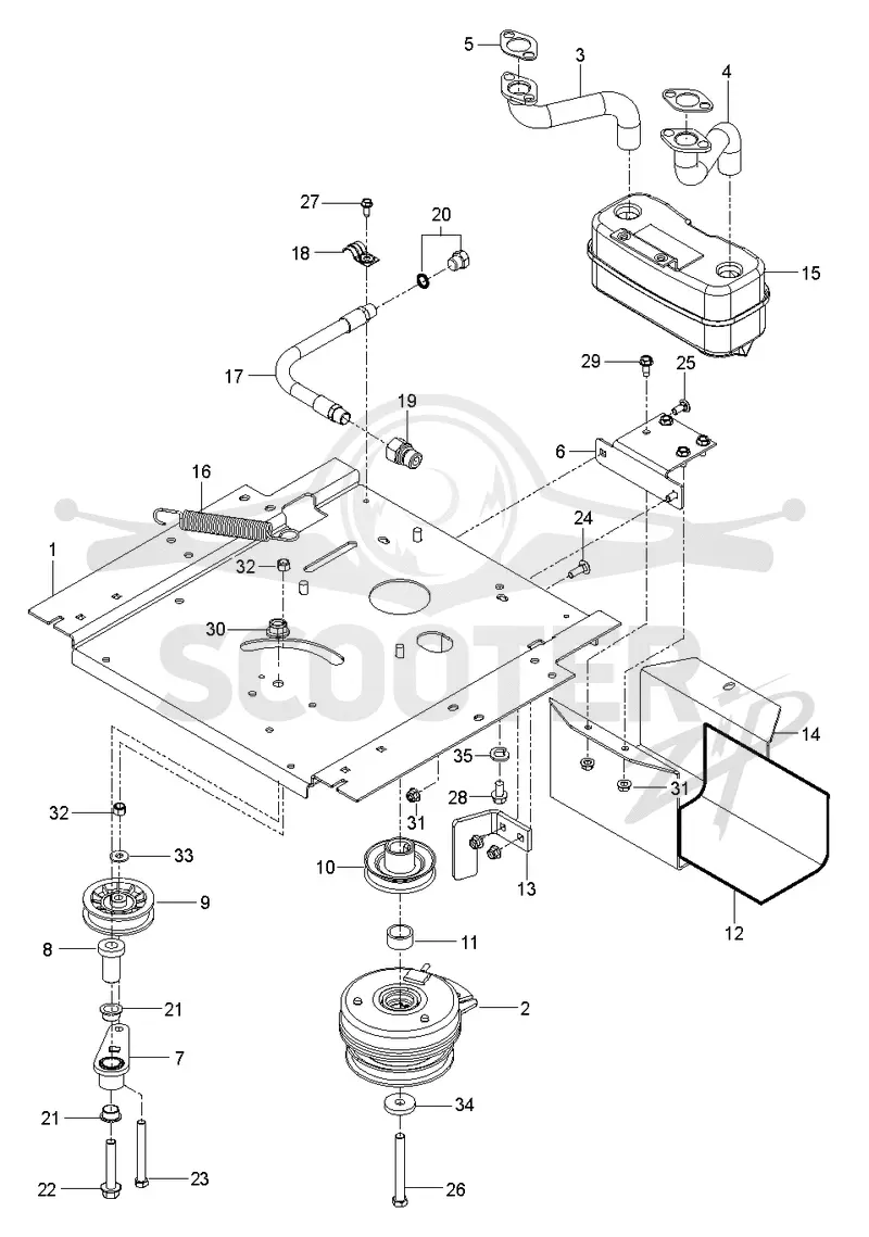 ENGINE MOUNTING, GUARDS & MUFFLER