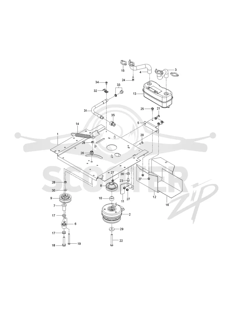 ENGINE MOUNTING, GUARDS & MUFFLER
