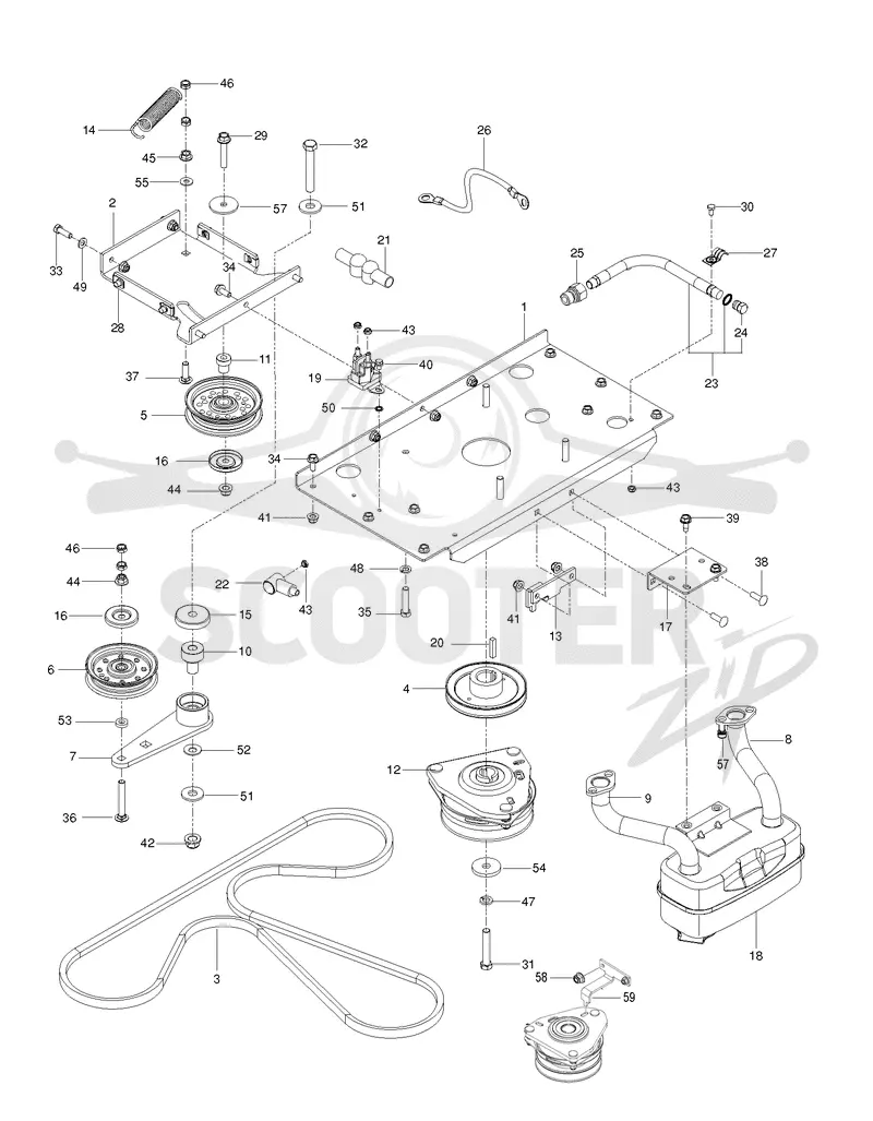 ENGINE MOUNTING, GUARDS & MUFFLER