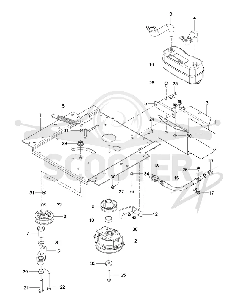 ENGINE MOUNTING, GUARDS & MUFFLER