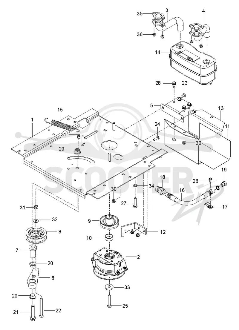 ENGINE MOUNTING, GUARDS & MUFFLER