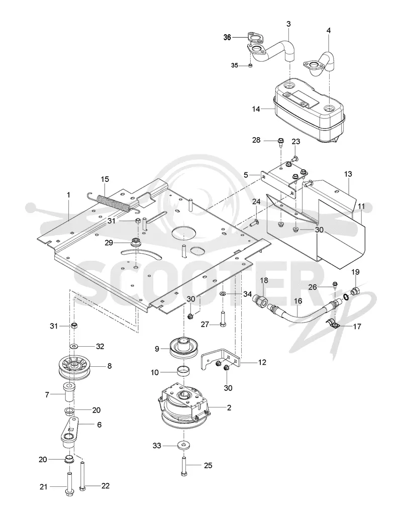 ENGINE MOUNTING, GUARDS & MUFFLER