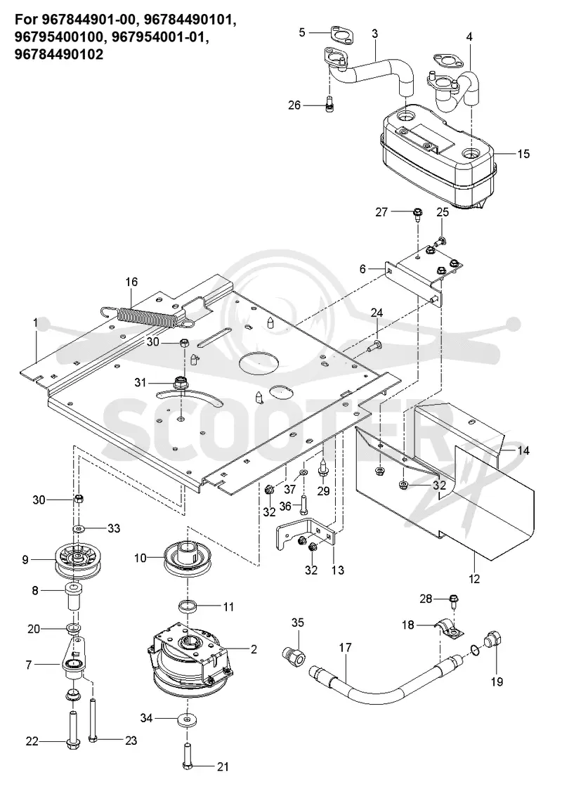 ENGINE MOUNTING, GUARDS & MUFFLER