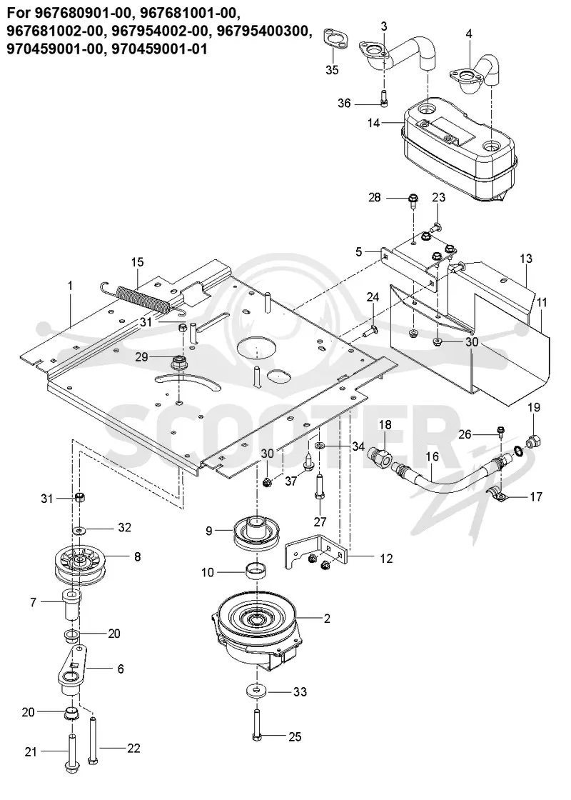 ENGINE MOUNTING, GUARDS & MUFFLER