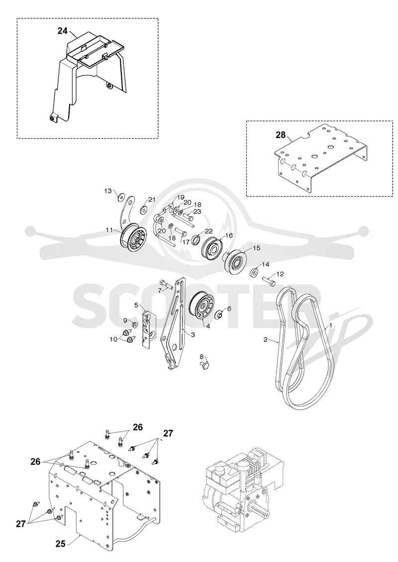 CHASSIS, ENGINE & PULLEYS