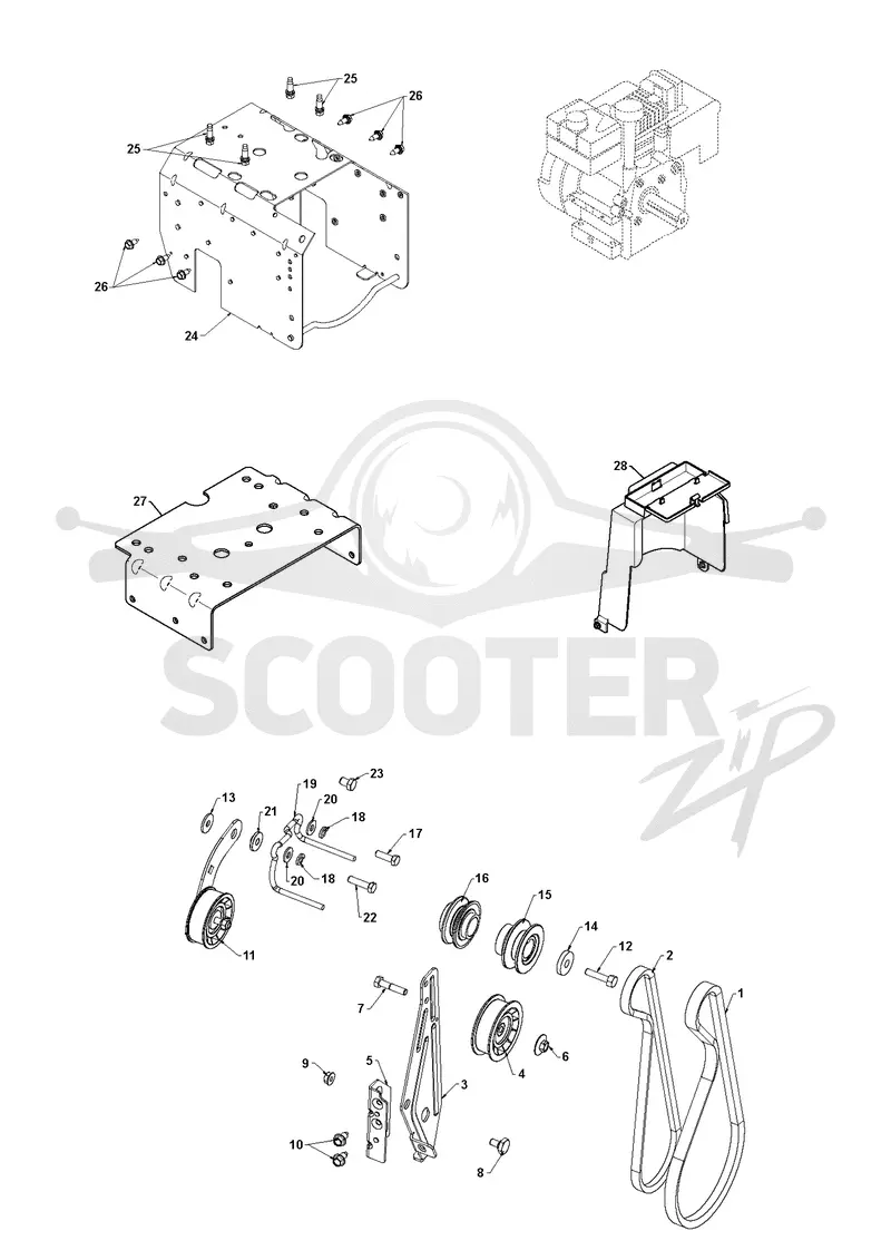 CHASSIS, ENGINE & PULLEYS