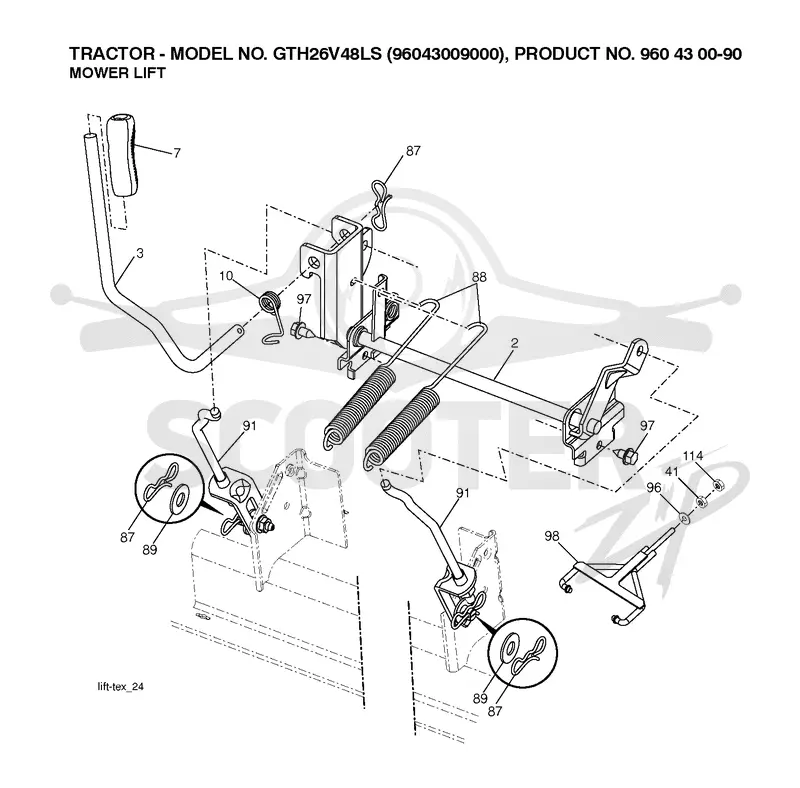 MOWER LIFT LEVER